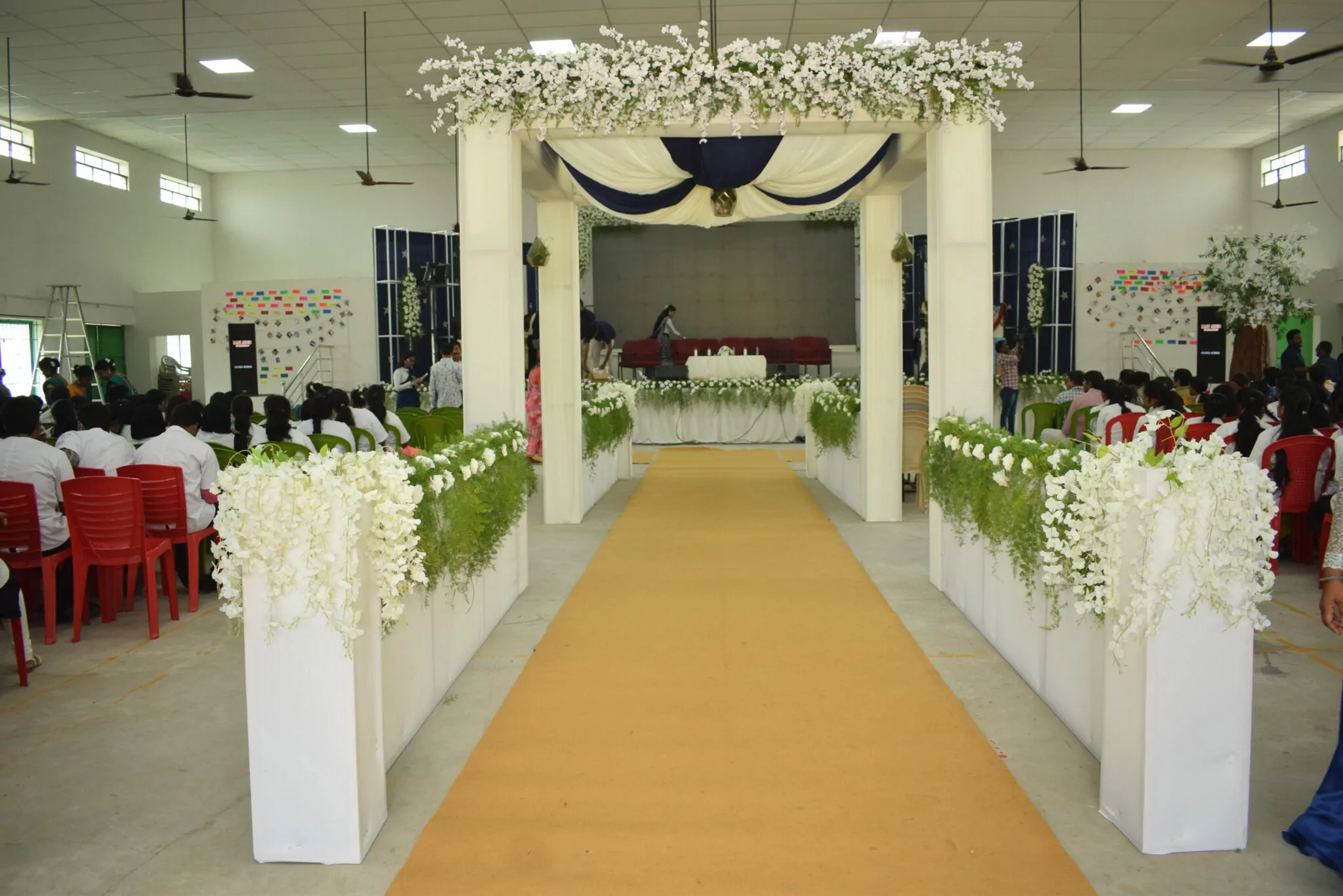 Auditorium decorated for event