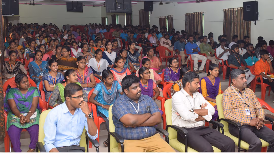 JKKN Dental College seminar hall interior with ergonomic seating and AV equipment