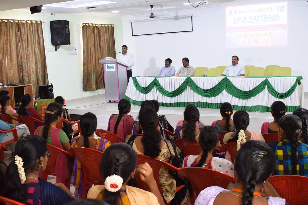 JKKN Dental College air-conditioned seminar hall set up for academic workshop