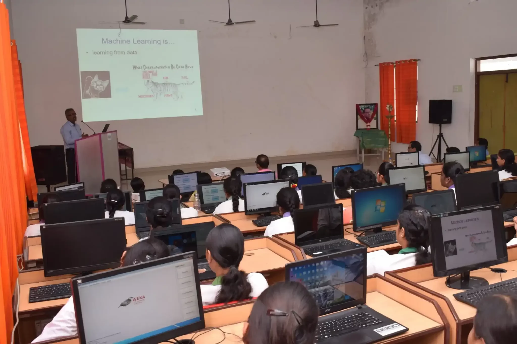 Wide view of JKKN Dental College classroom with students during a lecture
