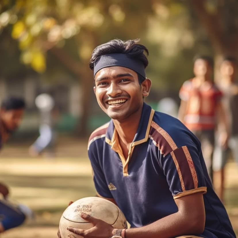 Student with rugby ball