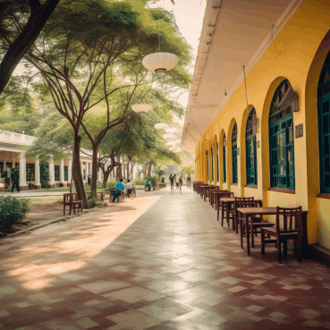 Campus corridor with WiFi access